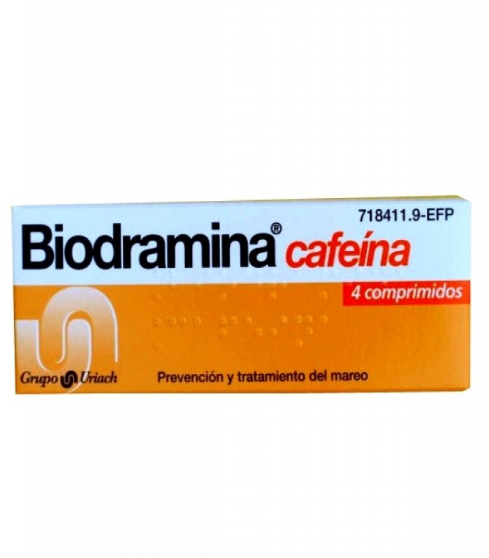 BIODRAMINA CAFEINA COMPRIMIDOS RECUBIERTOS , 4 comprimidos