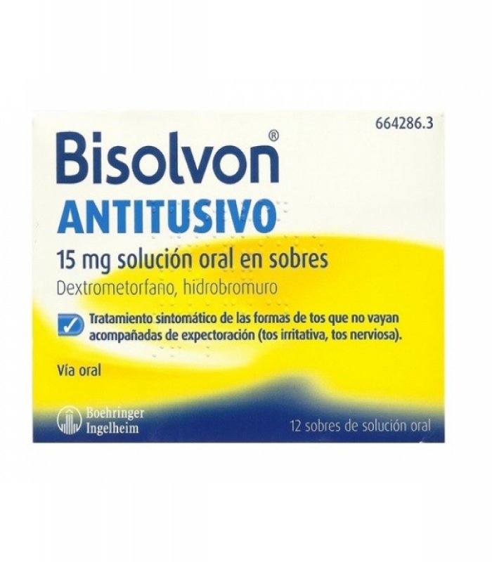 BISOLVON ANTITUSIVO 15 mg SOLUCION ORAL EN SOBRES, 12 sobres