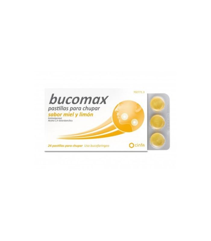 BUCOMAX PASTILLAS PARA CHUPAR SABOR MIEL Y LIMON , 24 pastillas