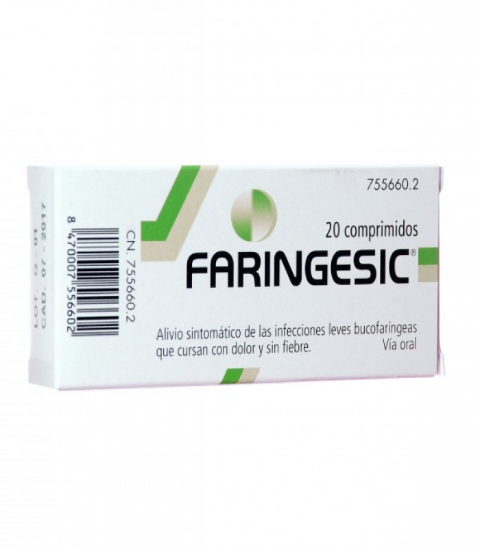 FARINGESIC 5 mg/5 mg COMPRIMIDOS PARA CHUPAR SABOR MENTA 20 comprimidos