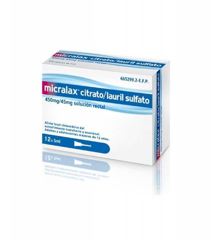 MICRALAX CITRATO/LAURIL SULFOACETATO 450 mg/45 mg solucion rectal , 12 enemas
