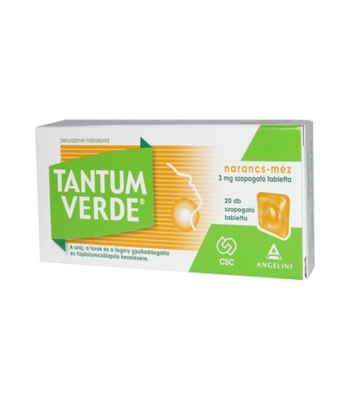 TANTUM VERDE 3 mg PASTILLAS PARA CHUPAR SABOR NARANJA-MIEL , 20 pastillas