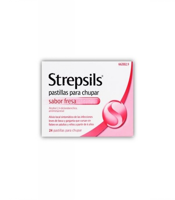STREPSILS PASTILLAS PARA CHUPAR SABOR FRESA, 24 pastillas