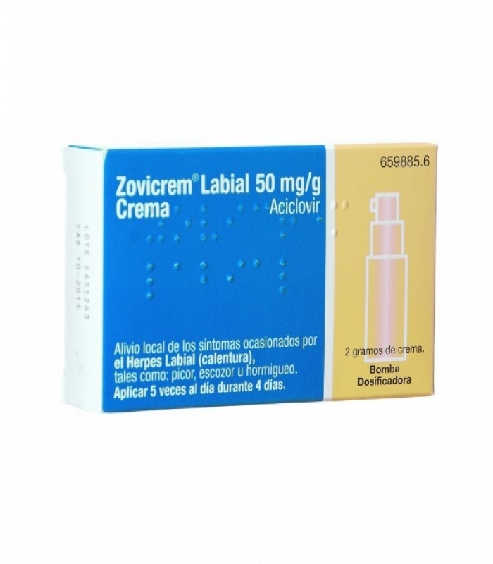 ZOVICREM LABIAL 50 mg/g CREMA, 1 frasco de 2 g