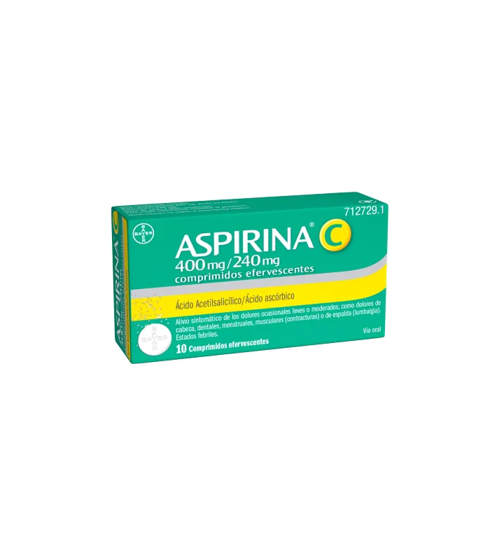 ASPIRINA C 400 mg/240 mg COMPRIMIDOS EFERVESCENTES , 10 comprimidos